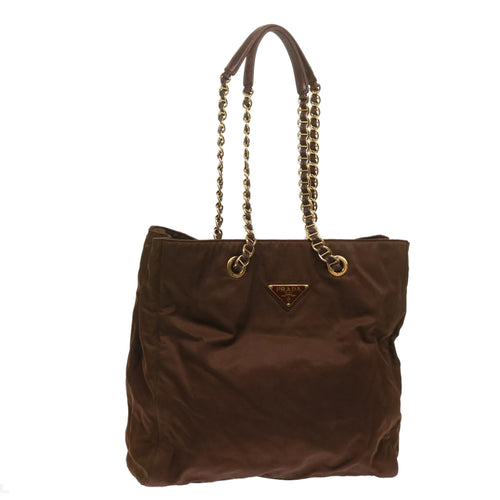 PRADA Chain Shoulder Bag Nylon Brown  bs11648
