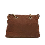 PRADA Quilted Chain Shoulder Bag Nylon Brown  bs11690
