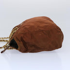 PRADA Quilted Chain Shoulder Bag Nylon Brown  bs11690