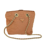 PRADA Quilted Chain Shoulder Bag Nylon Orange  bs11692