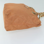 PRADA Quilted Chain Shoulder Bag Nylon Orange  bs11692