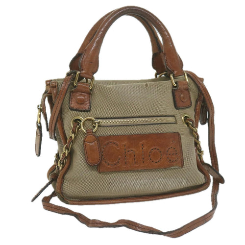 Chloe Harley Hand Bag Canvas Leather 2way Beige bs11776