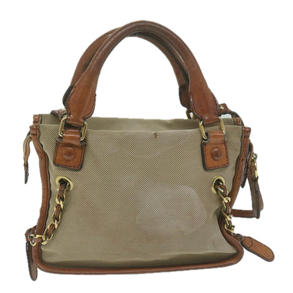 Chloe Harley Hand Bag Canvas Leather 2way Beige bs11776