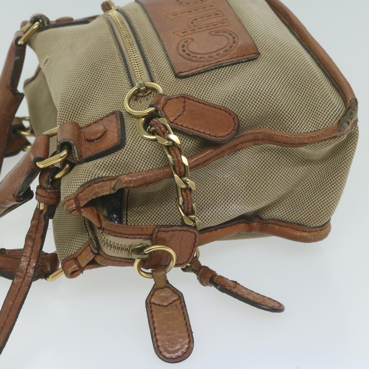 Chloe Harley Hand Bag Canvas Leather 2way Beige bs11776