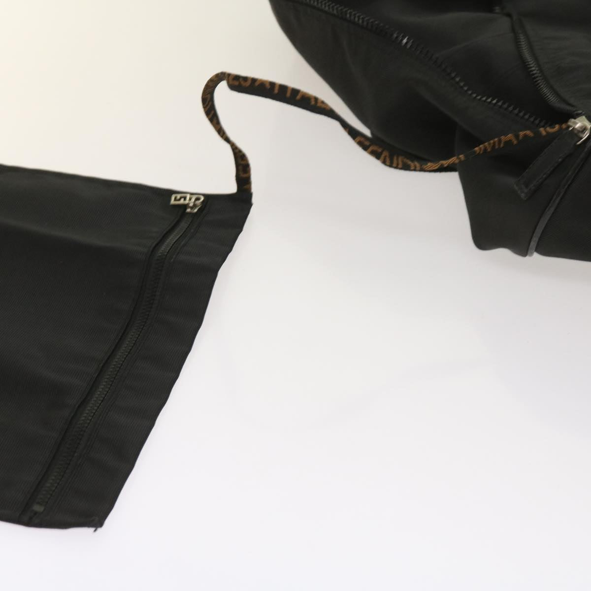 FENDI Boston Bag Canvas 2way Blackbs11779
