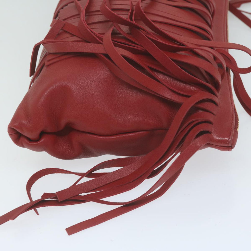 PRADA Clutch Bag Leather Red  bs11809