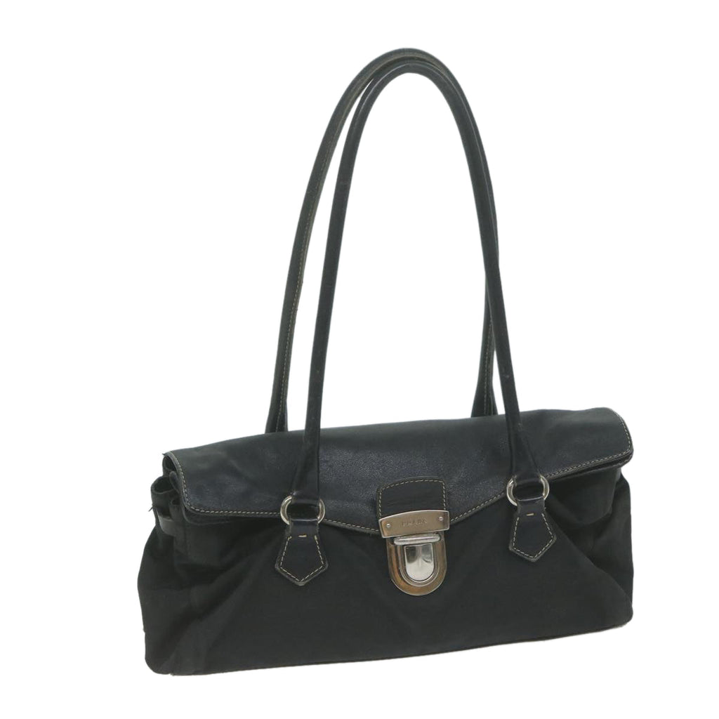 PRADA Shoulder Bag Nylon Leather Black  bs11810