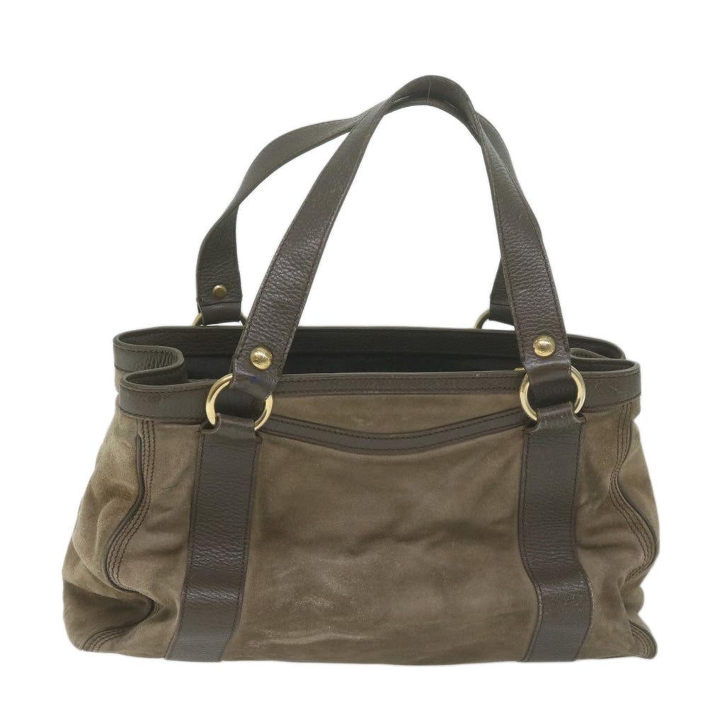 CELINE Hand Bag Suede Brown Auth bs11843