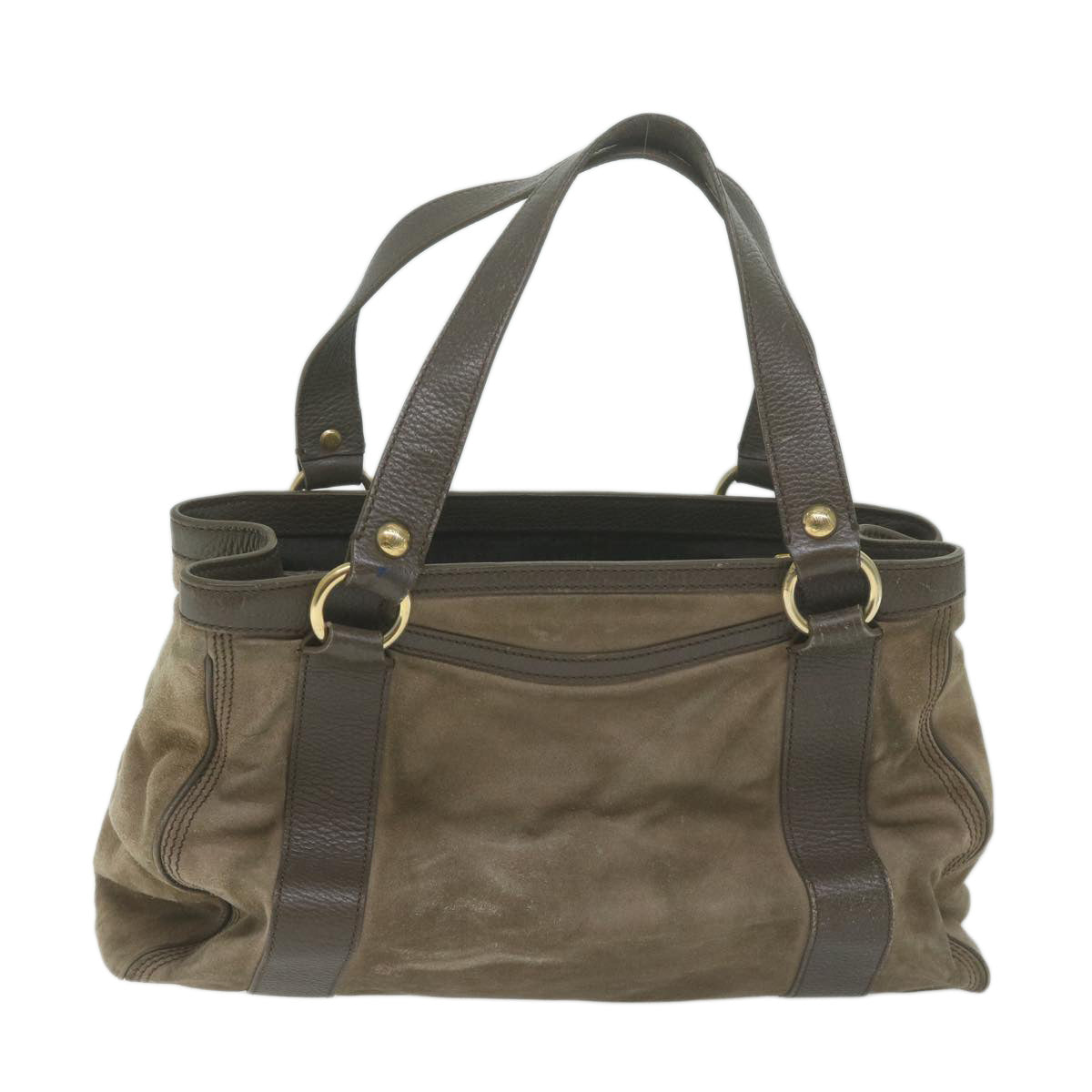 CELINE Hand Bag Suede Brown Auth bs11843