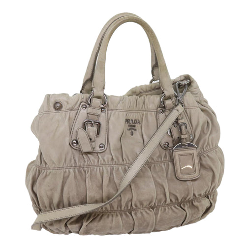 PRADA Hand Bag Leather 2way Gray  bs11847