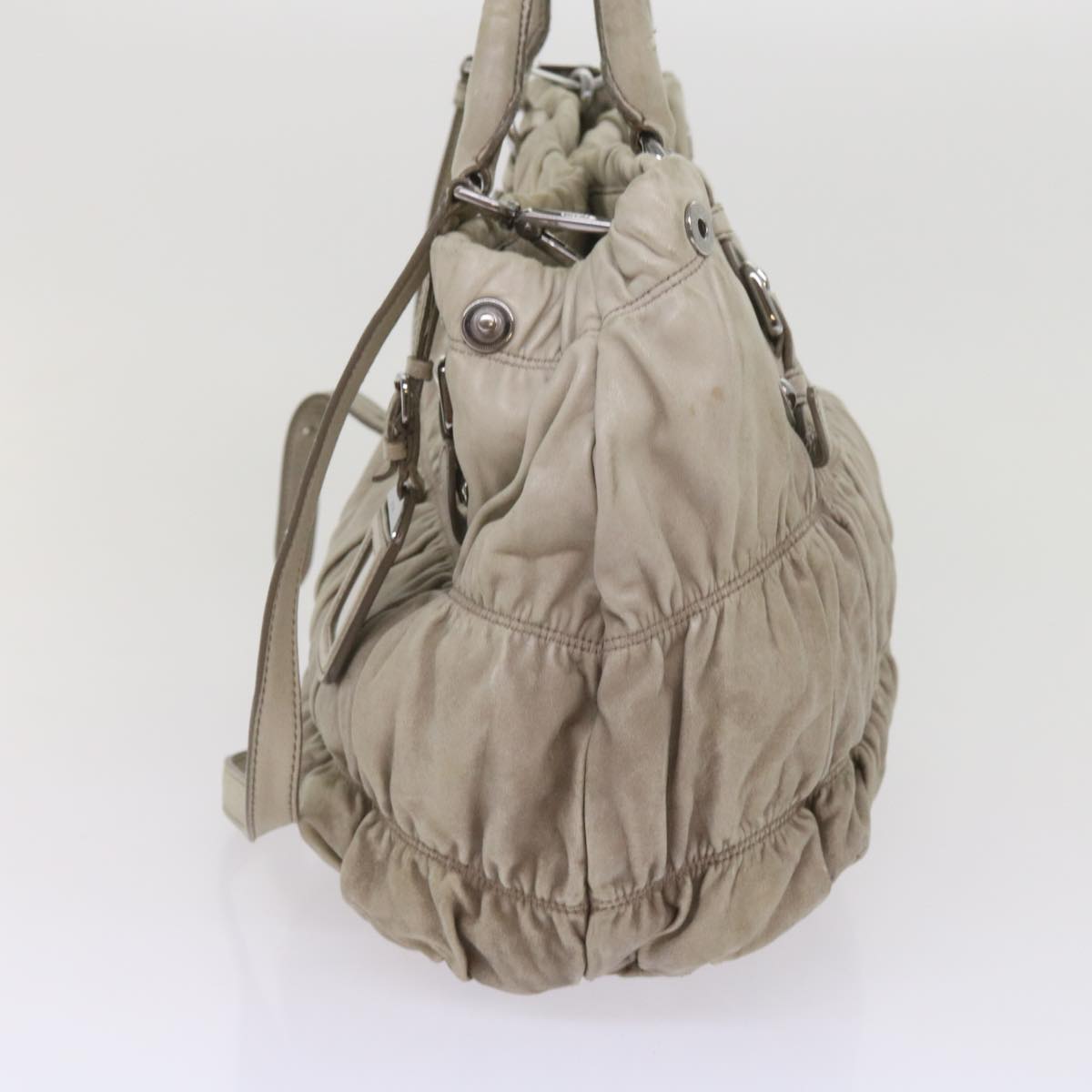 PRADA Hand Bag Leather 2way Gray  bs11847