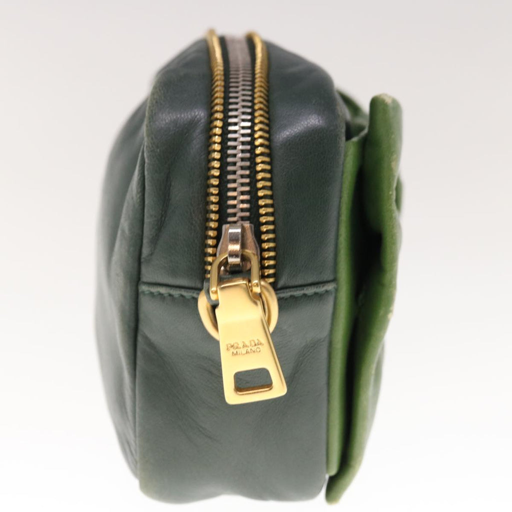 PRADA Shoulder Bag Leather Green  bs11850