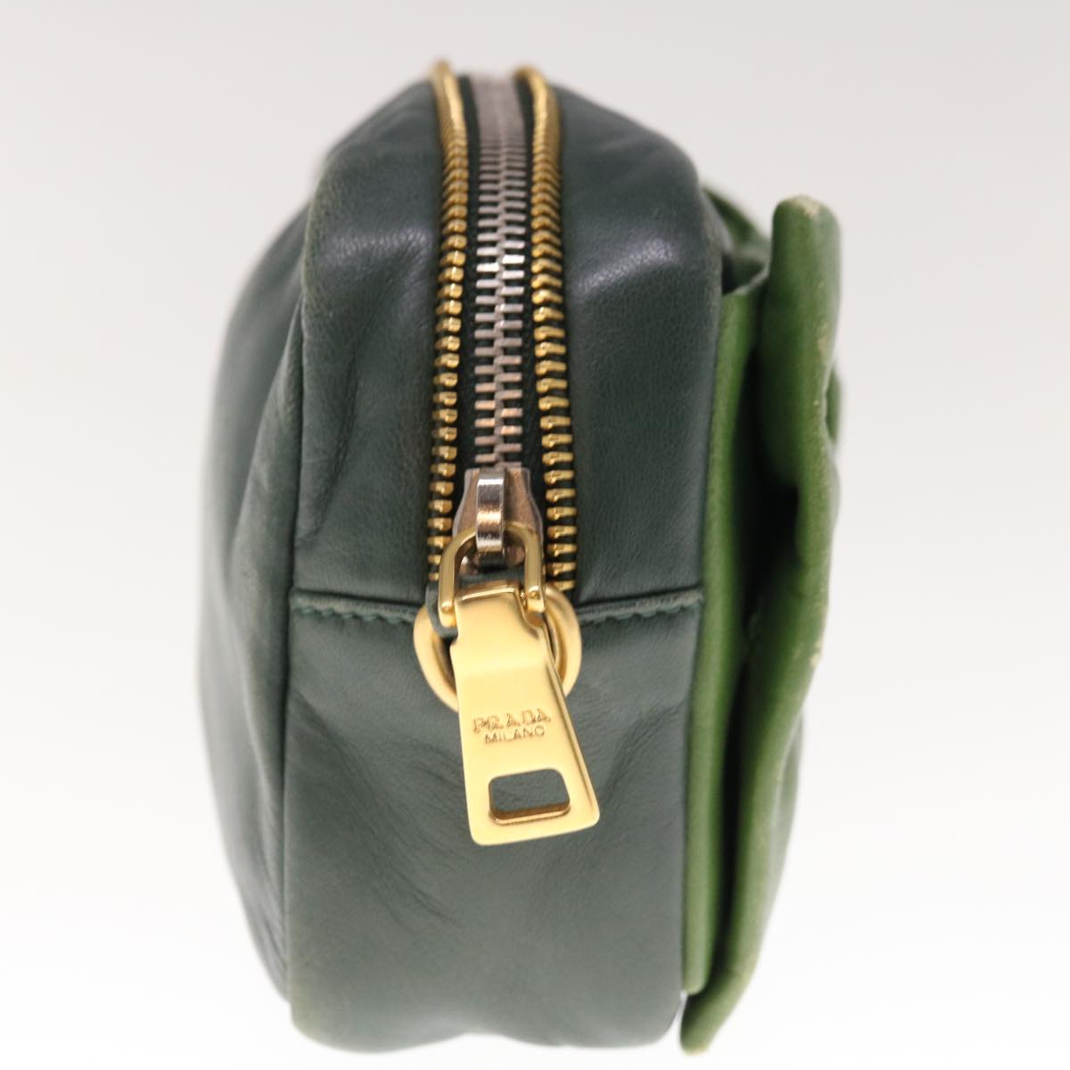 PRADA Shoulder Bag Leather Green  bs11850