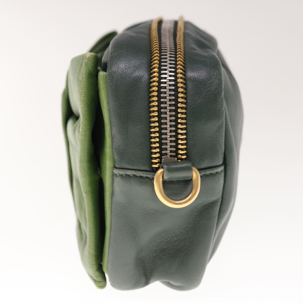 PRADA Shoulder Bag Leather Green  bs11850
