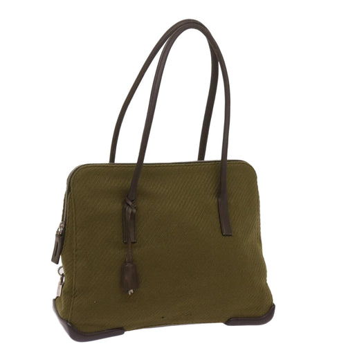 PRADA Shoulder Bag Wool Khaki  bs11854