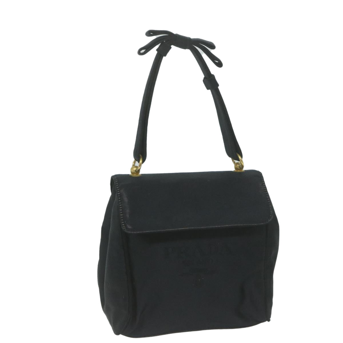 PRADA Hand Bag Satin Black  bs11856