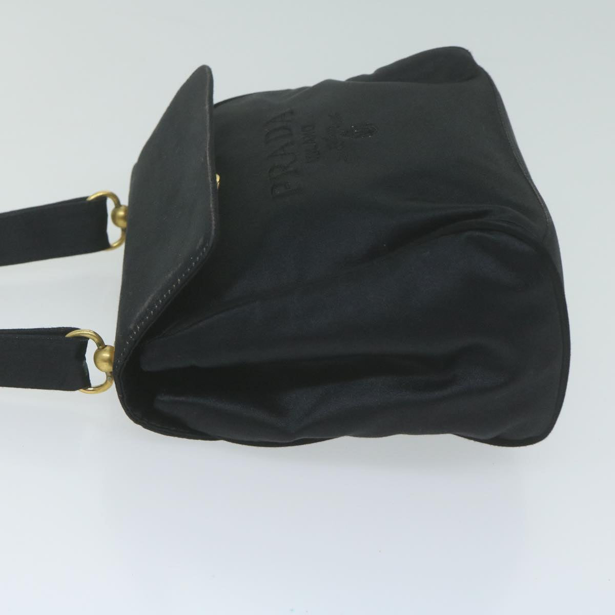 PRADA Hand Bag Satin Black  bs11856