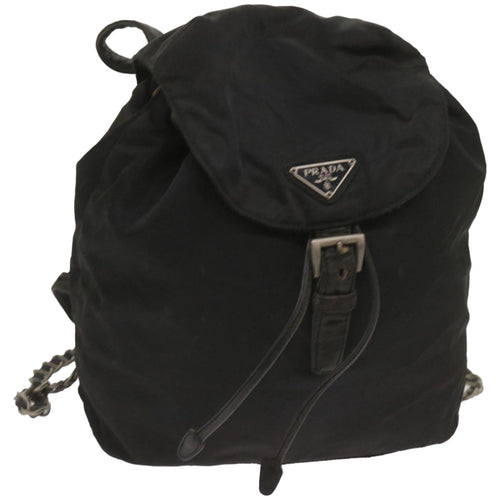 PRADA Chain Backpack Nylon Black  bs11857
