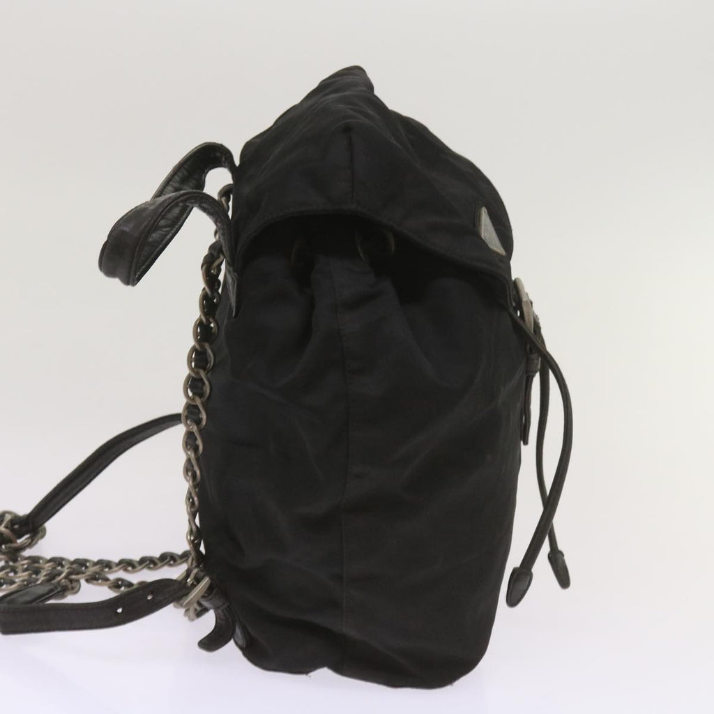 PRADA Chain Backpack Nylon Black  bs11857