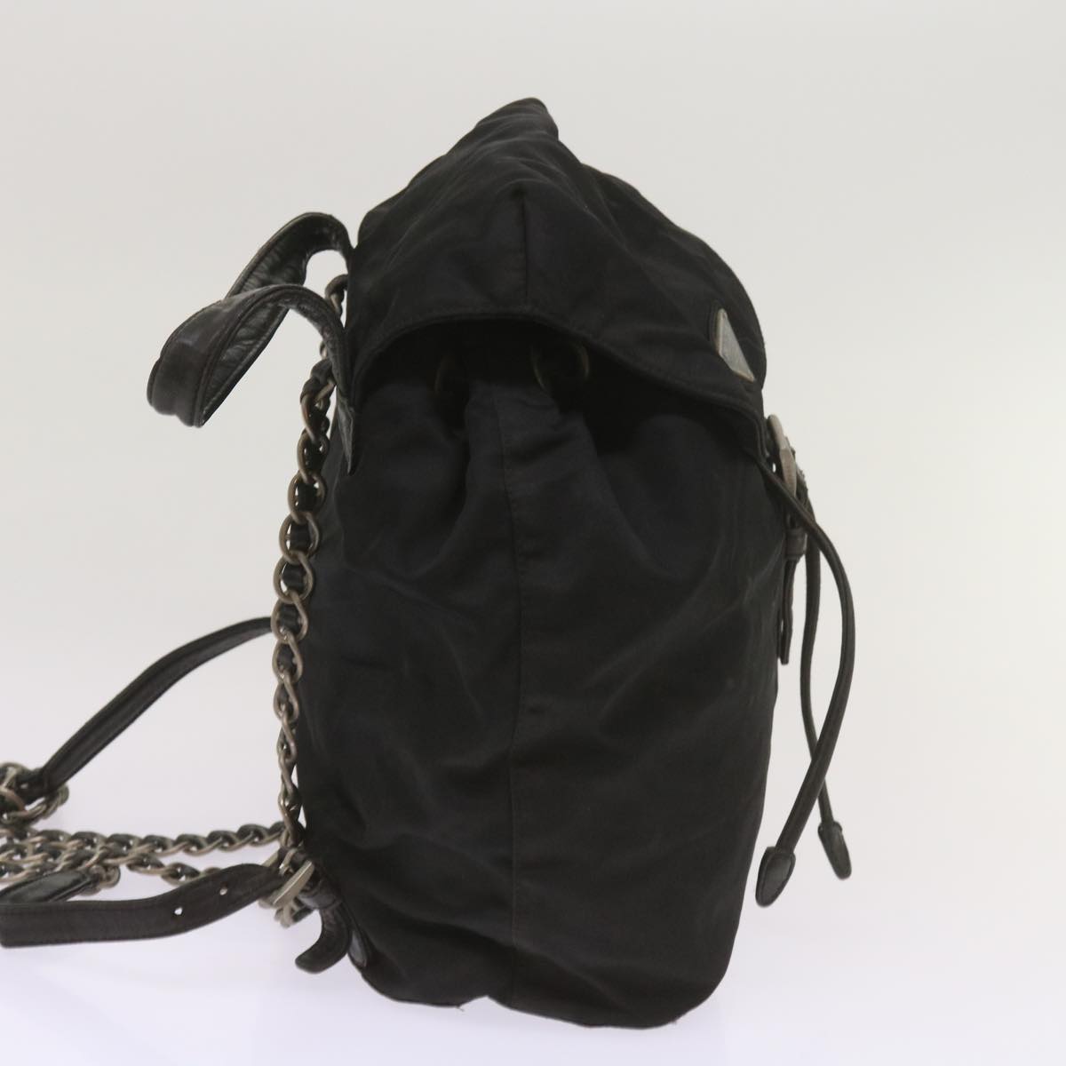 PRADA Chain Backpack Nylon Black  bs11857