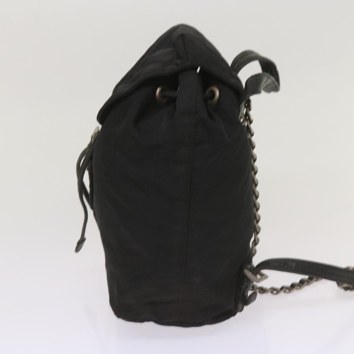 PRADA Chain Backpack Nylon Black  bs11857