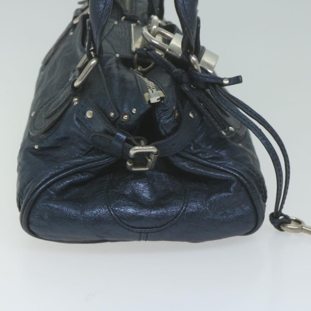 Chloe Paddington Shoulder Bag Leather Navy Gray 04 08 51 5191 bs11872