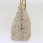 PRADA Quilted Chain Shoulder Bag Nylon Cream Gray  bs11952