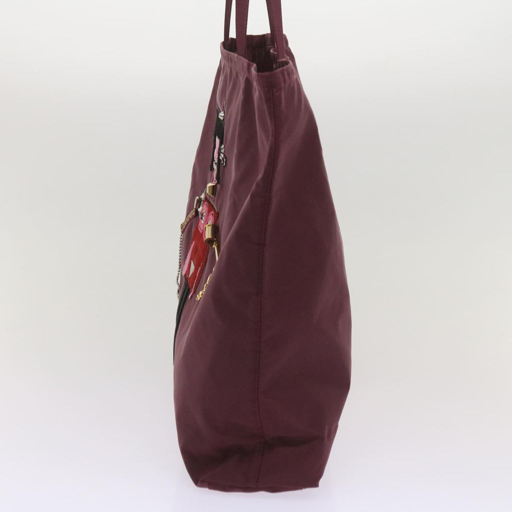 PRADA Hand Bag Nylon Wine Red Purple  bs11987