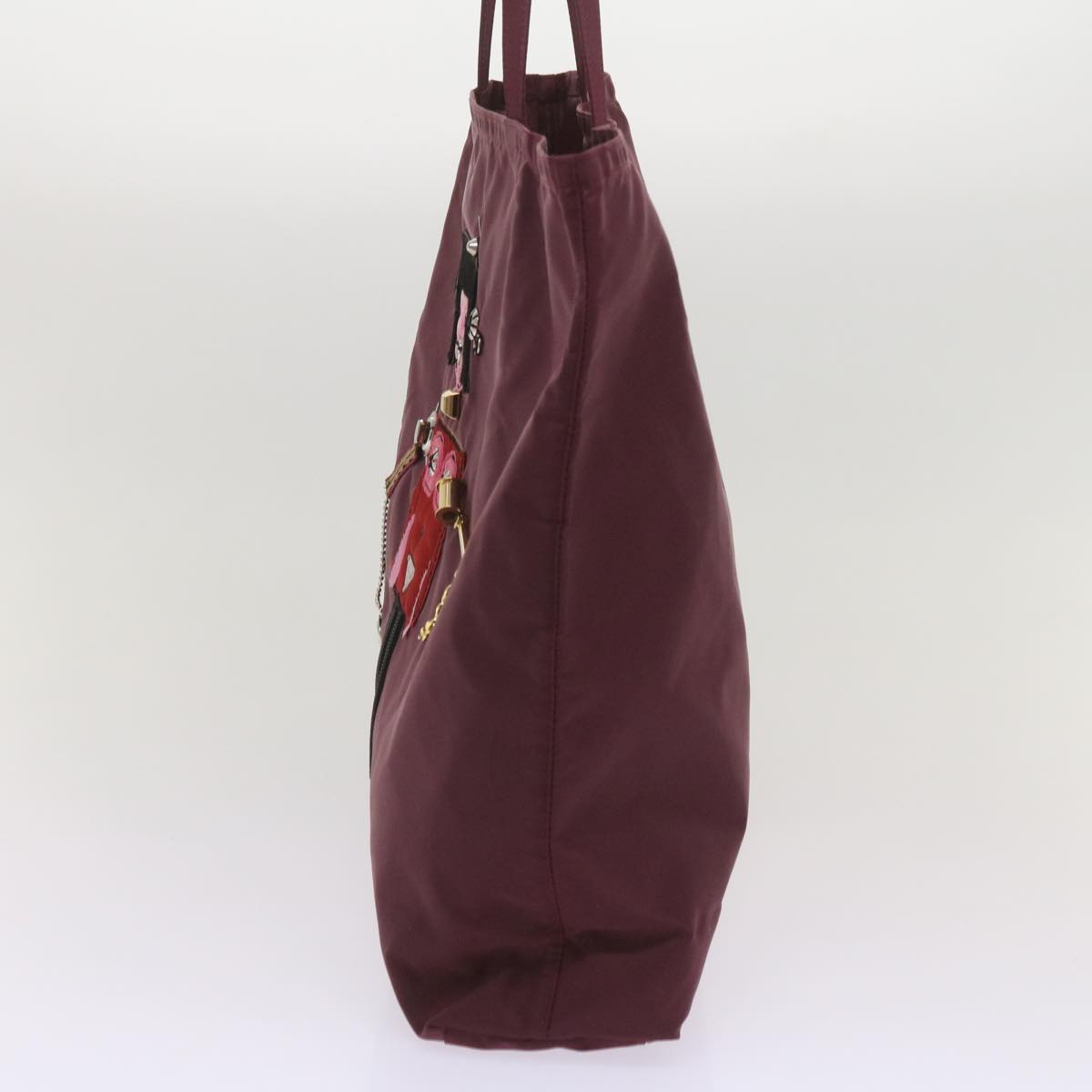 PRADA Hand Bag Nylon Wine Red Purple  bs11987