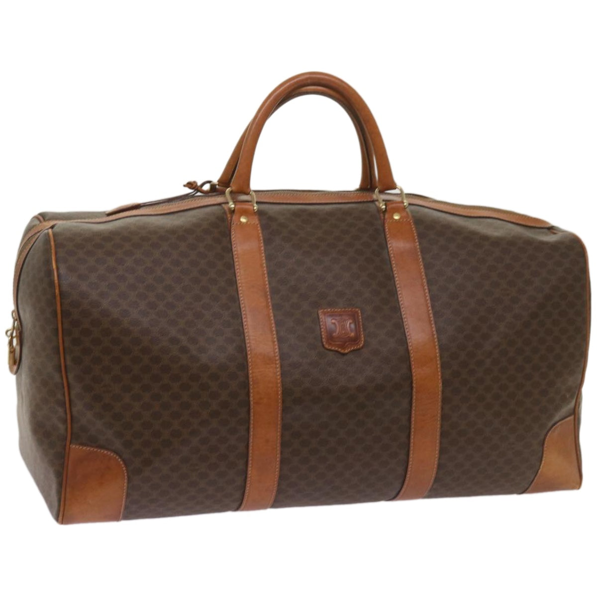 CELINE Macadam Canvas Boston Bag PVC Brown  12004