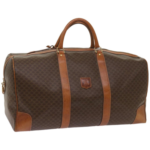 CELINE Macadam Canvas Boston Bag PVC Brown  12004