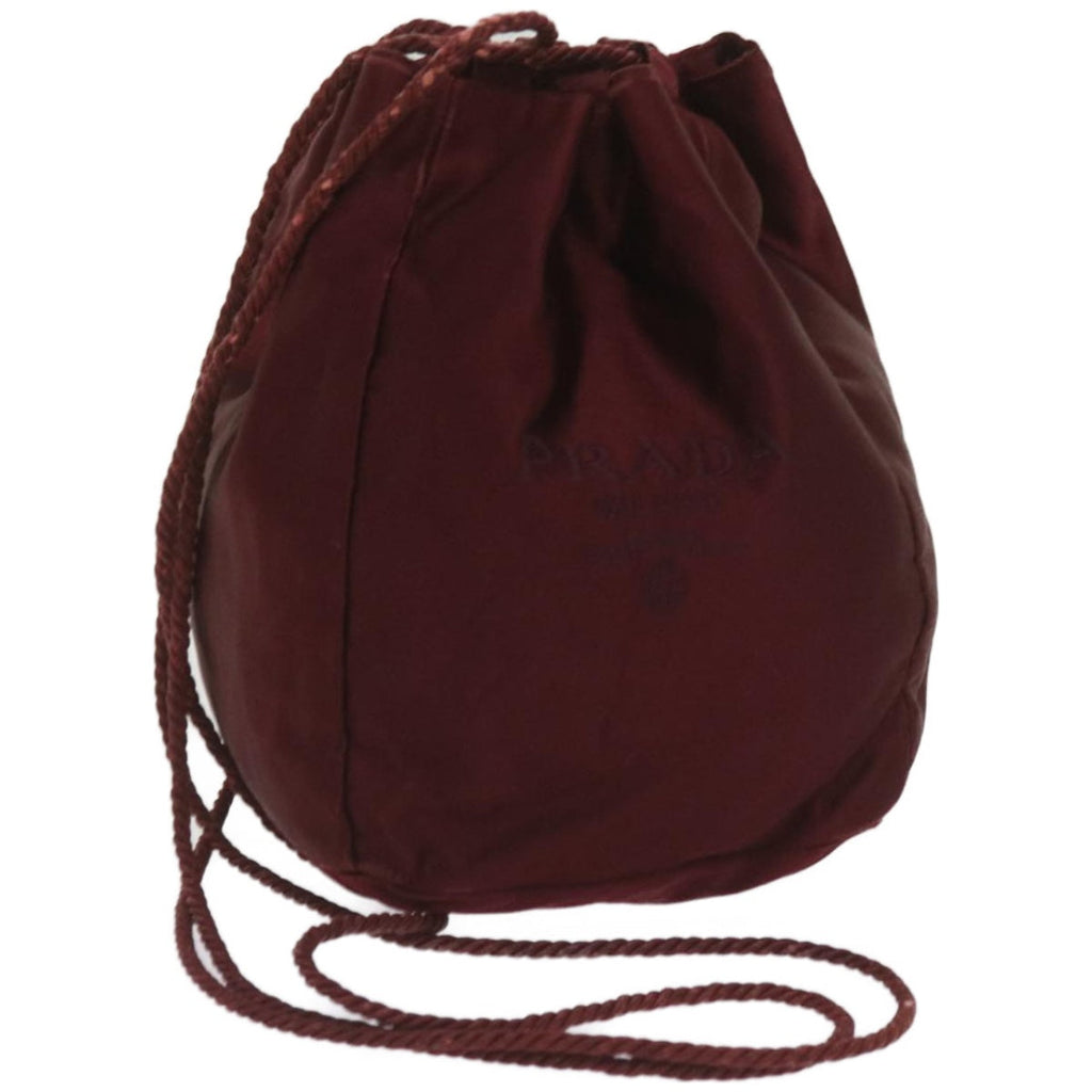 PRADA Shoulder Bag Satin Wine Red  bs12014