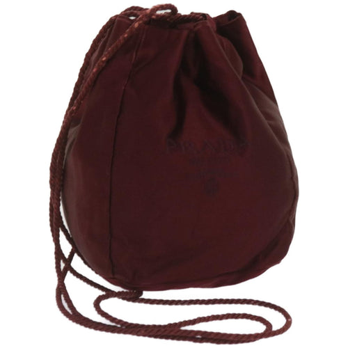 PRADA Shoulder Bag Satin Wine Red  bs12014