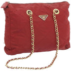 PRADA Chain Shoulder Bag Nylon Red  bs12018