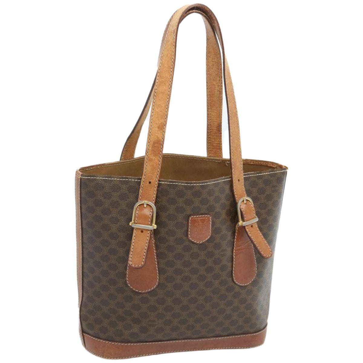 CELINE Macadam Canvas Hand Bag PVC Brown  12046