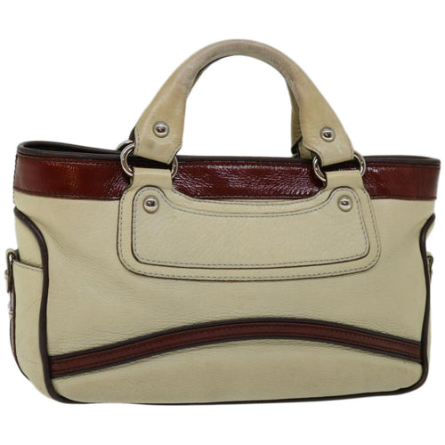 CELINE Hand Bag Leather Beige  12047