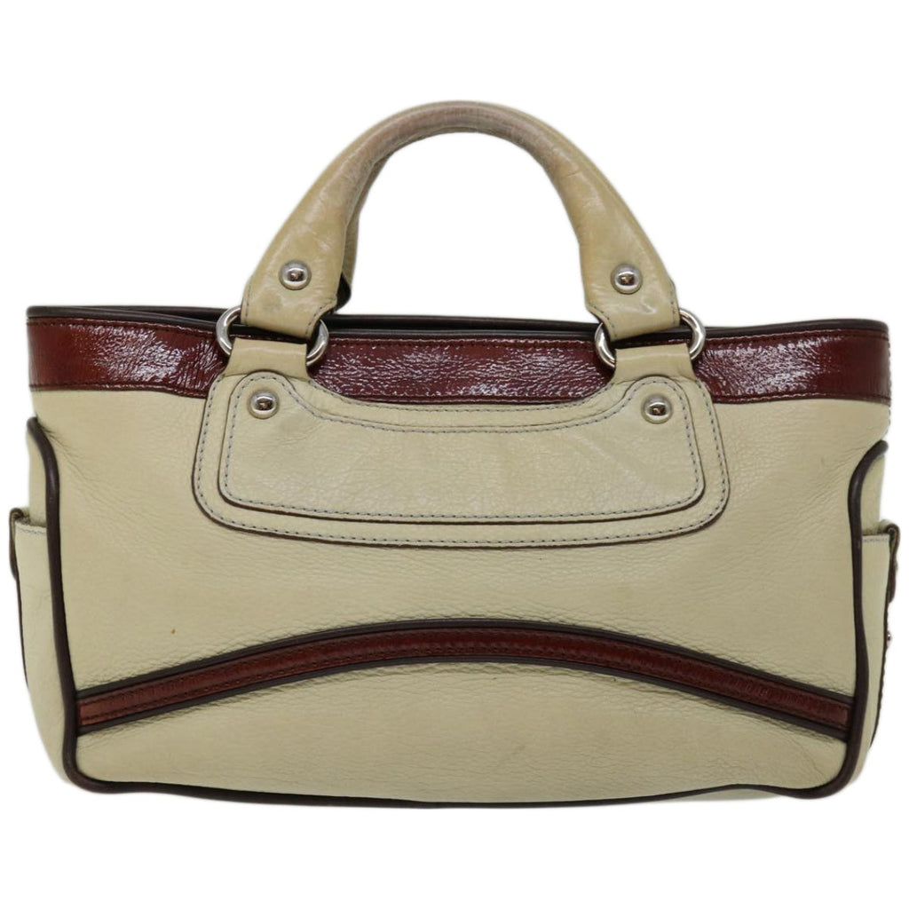 CELINE Hand Bag Leather Beige  12047