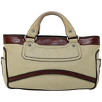 CELINE Hand Bag Leather Beige  12047