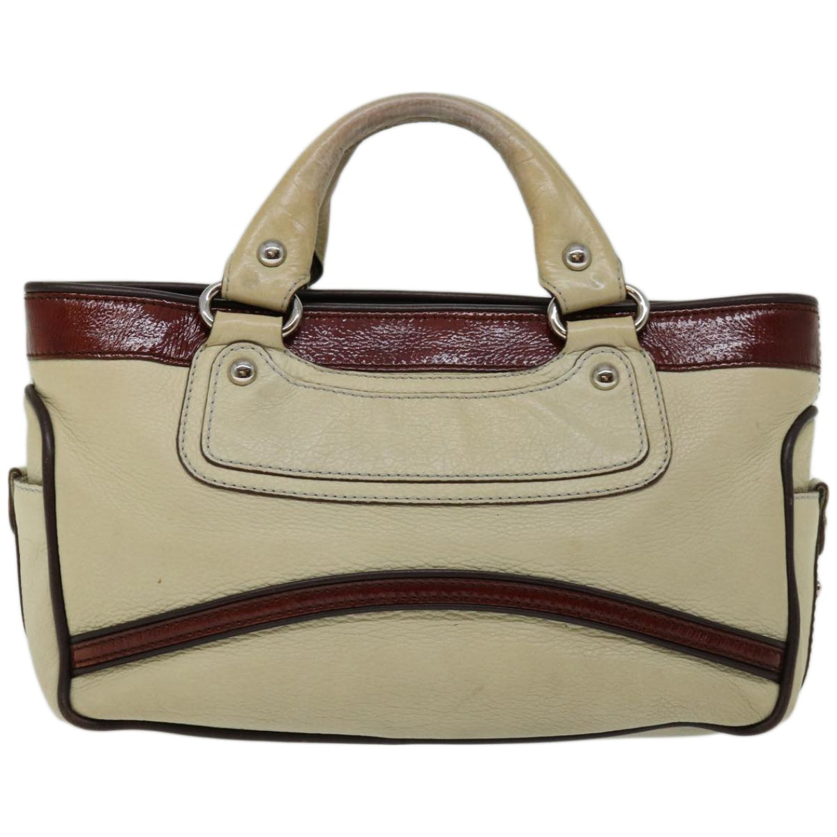 CELINE Hand Bag Leather Beige  12047