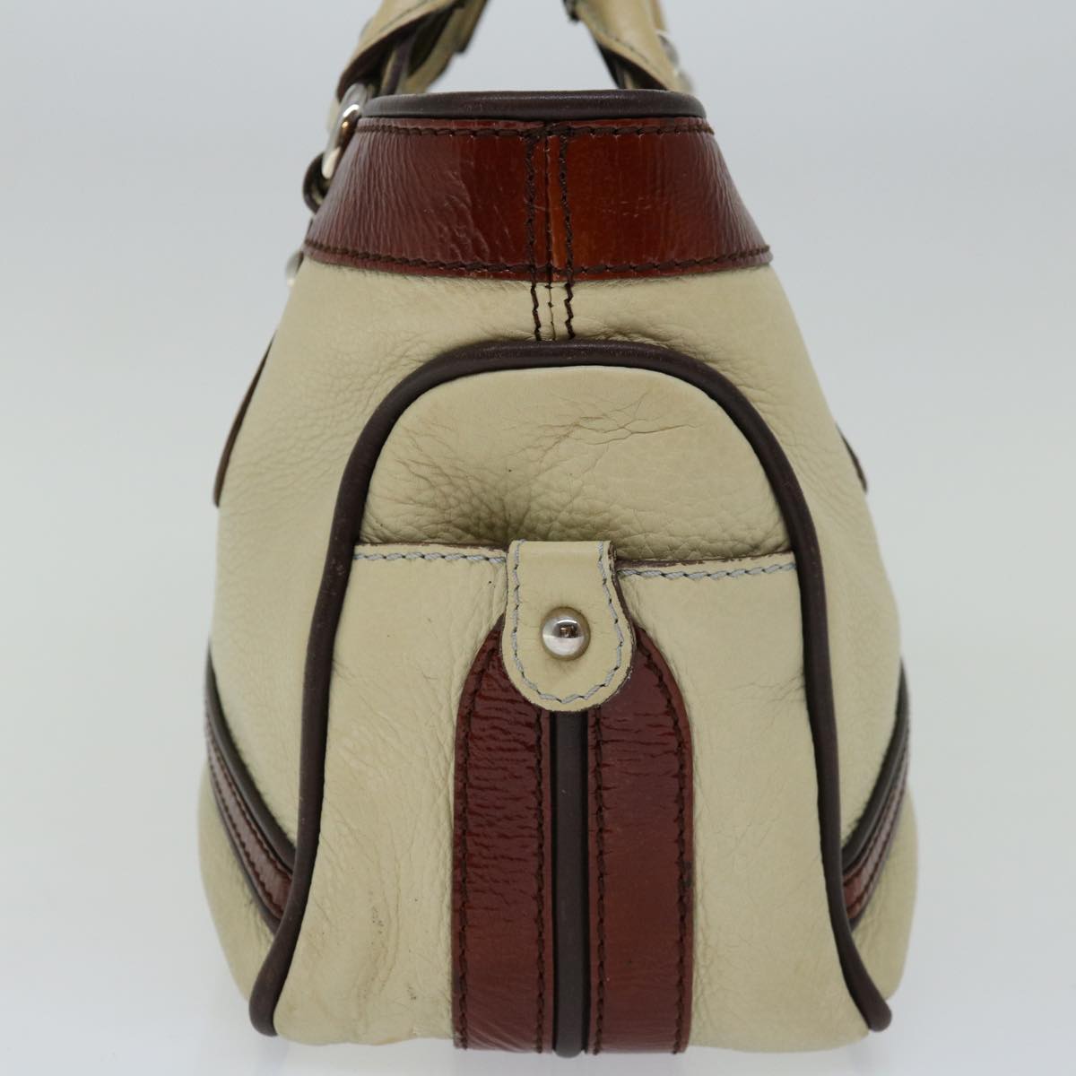 CELINE Hand Bag Leather Beige  12047