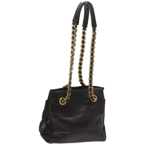 PRADA Chain Shoulder Bag Leather Black  bs12124