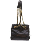 PRADA Chain Shoulder Bag Leather Black  bs12124