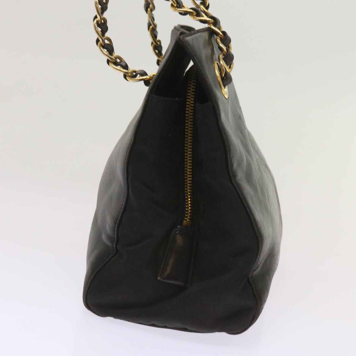 PRADA Chain Shoulder Bag Leather Black  bs12124