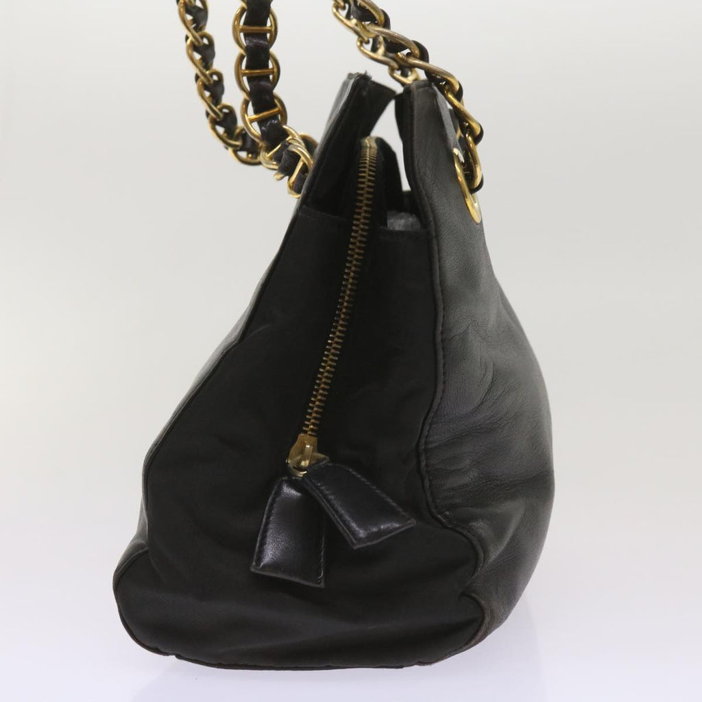 PRADA Chain Shoulder Bag Leather Black  bs12124
