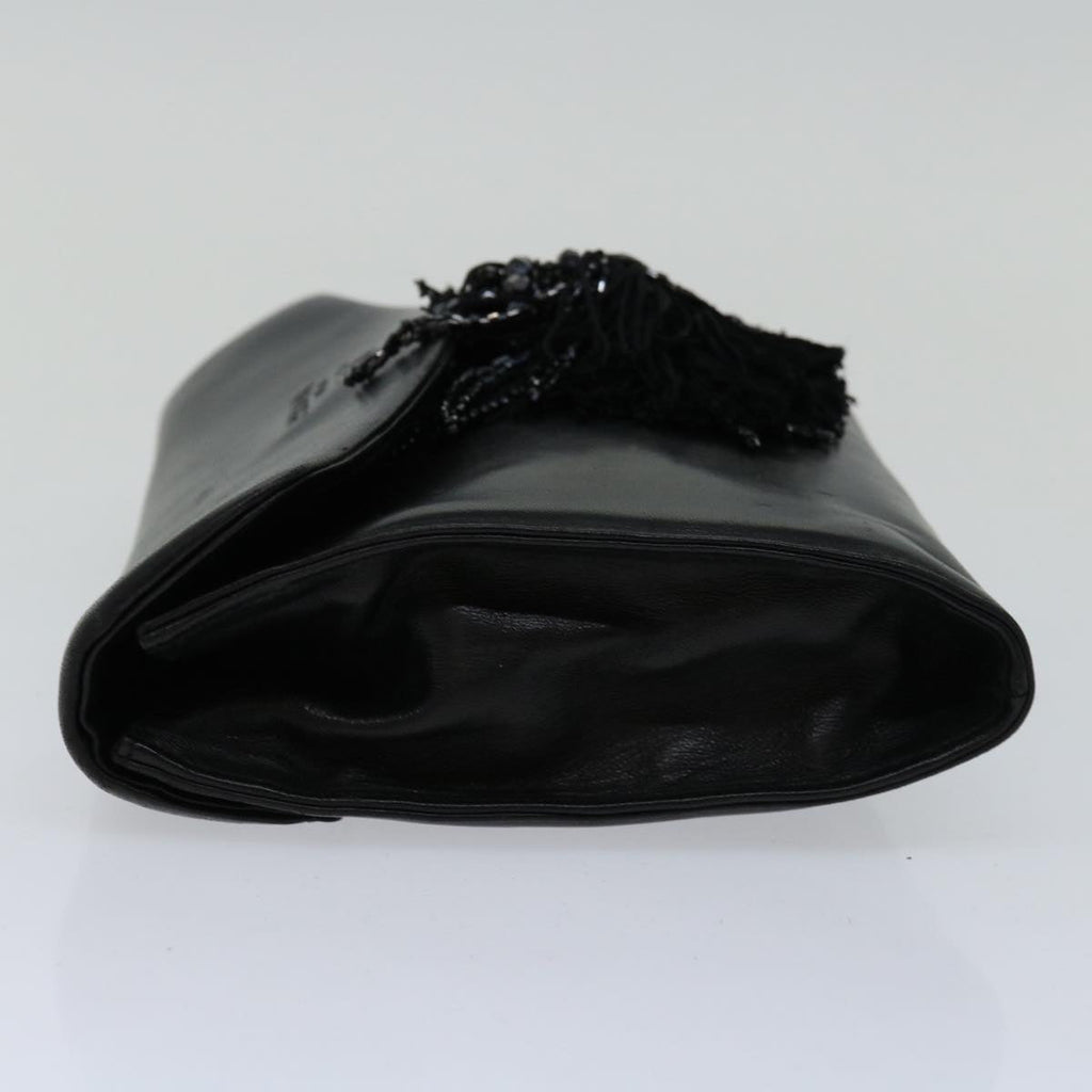 PRADA Clutch Bag Leather Black  bs12152