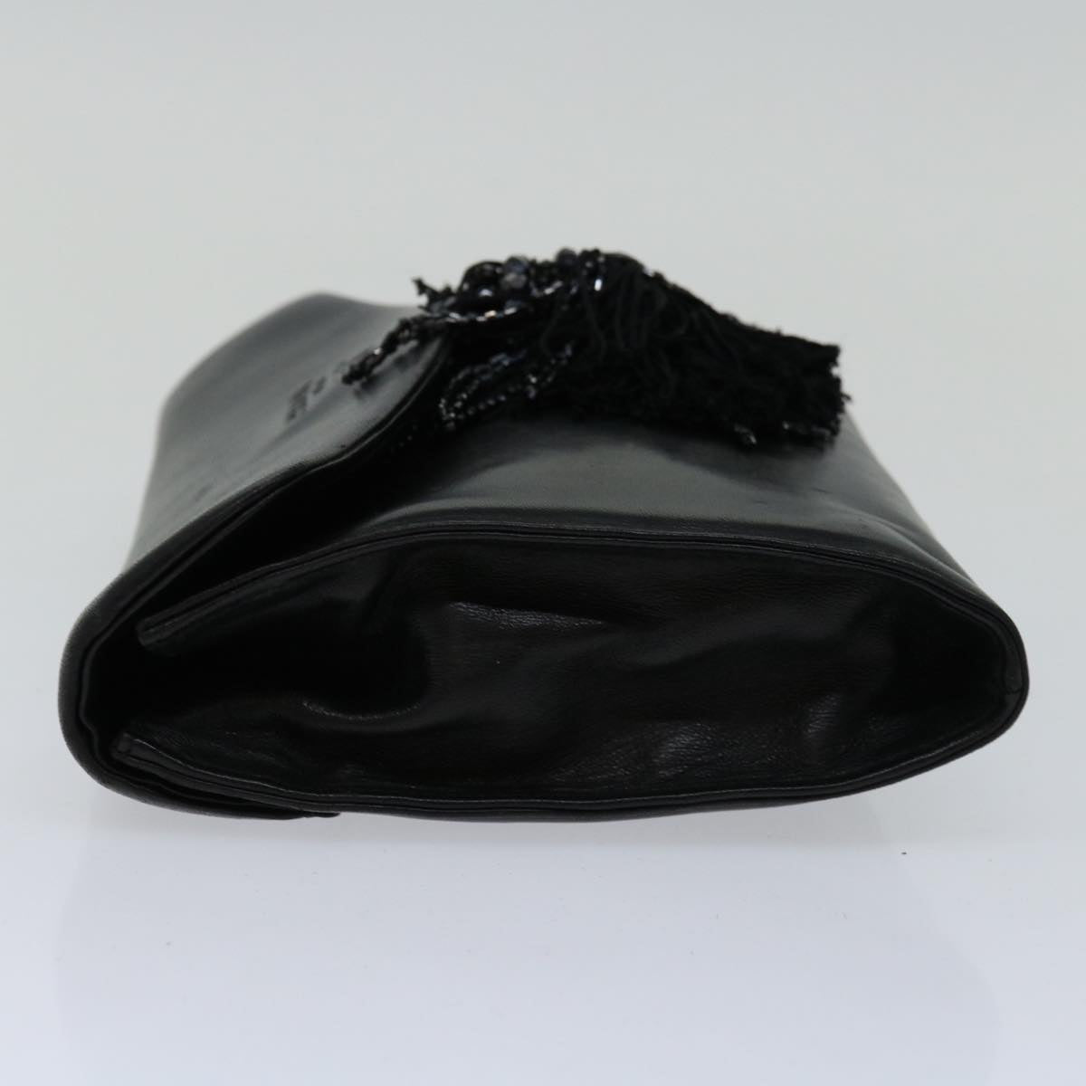 PRADA Clutch Bag Leather Black  bs12152