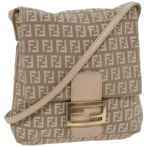 FENDI Zucchino Canvas Shoulder Bag Pinkbs12154