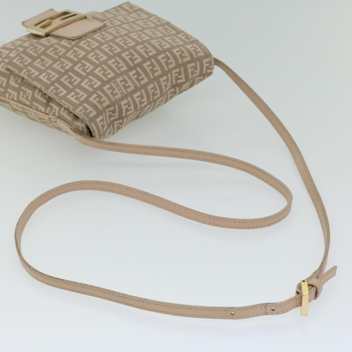 FENDI Zucchino Canvas Shoulder Bag Pinkbs12154