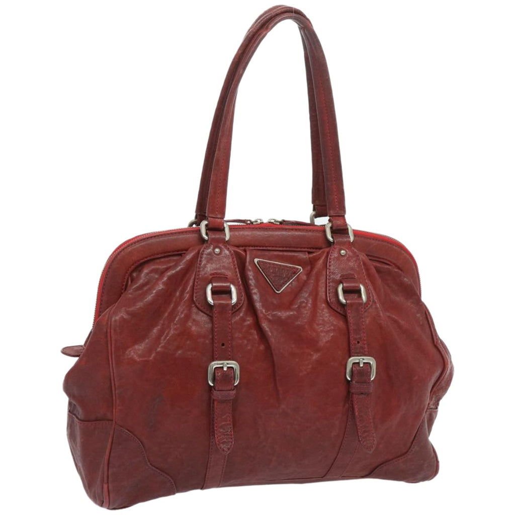 PRADA Hand Bag Leather Red  bs12171