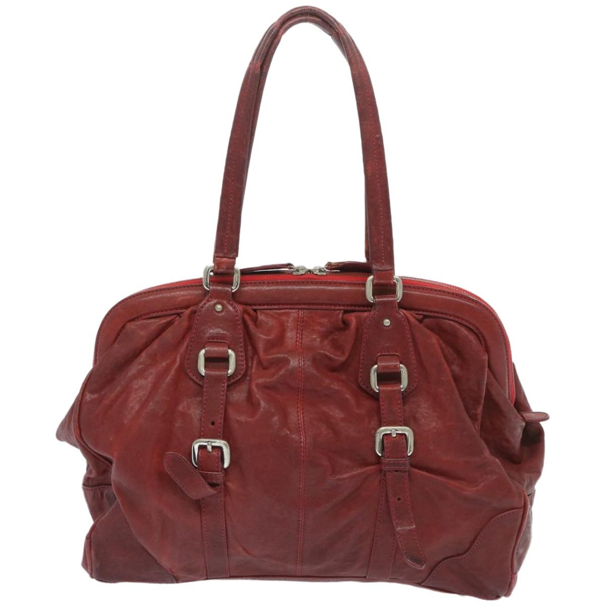 PRADA Hand Bag Leather Red  bs12171